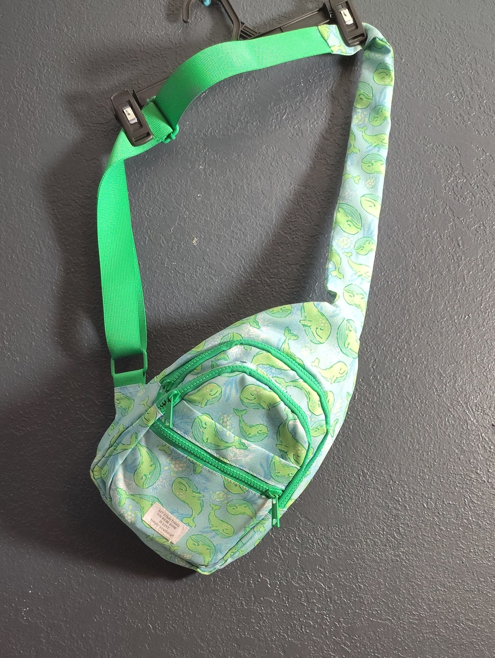 Simply Southern Green Whale Print Sling Bag